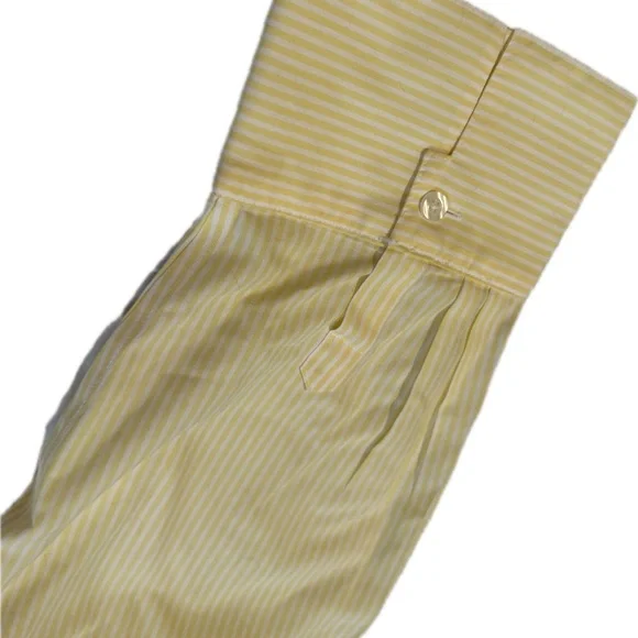 Chico's Striped Butter Yellow Button Down Shirt Sz 2 - Picture 9 of 11
